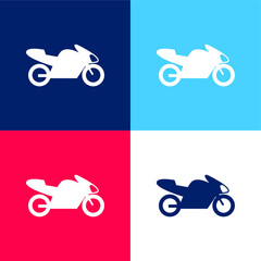 Bike With Motor, IOS 7 Interface Symbol blue and red four color minimal icon set