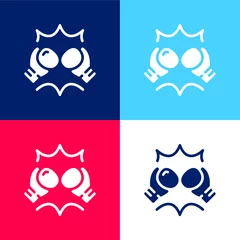 Fotobehang Boxing Gloves blue and red four color minimal icon set © LIGHTFIELD STUDIOS
