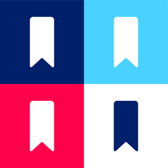 Bookmark blue and red four color minimal icon set