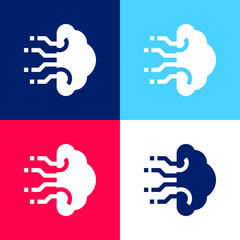 Brain blue and red four color minimal icon set