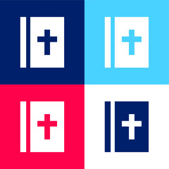 Bible blue and red four color minimal icon set