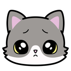 Isolated cute sad cat emoji Vector illustration