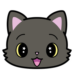 Isolated cute happy cat emoji Vector illustration