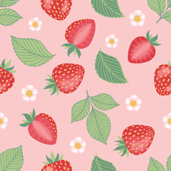 Strawberries seamless pattern background. Strawberry pattern. Vector background.