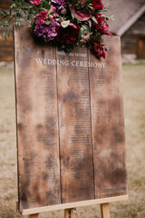 Handmade wooden board with welcome sign on it