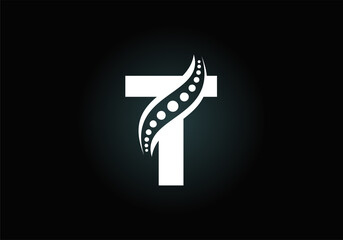 Initial T monogram letter alphabet with chiropractic spine logo. Spinal care icon. Font emblem. Modern logotype for orthopedic business and company identity.