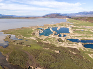 Amazing Aerial view of  Zhrebchevo Reservoir, Bulgaria