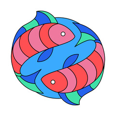 Isolated pisces symbol Western zodiac signs Vector illustration