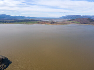 Amazing Aerial view of  Zhrebchevo Reservoir, Bulgaria