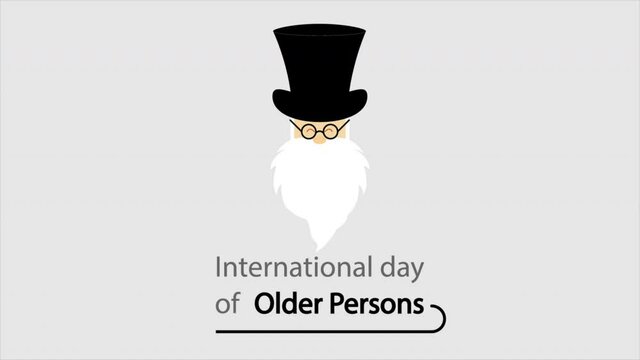 Grandfather for international day of older persons, art video illustration.