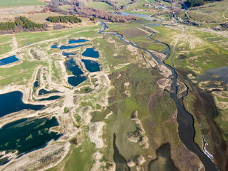 Amazing Aerial view of  Zhrebchevo Reservoir, Bulgaria