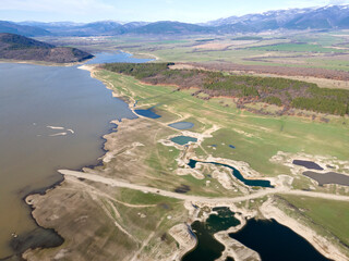 Amazing Aerial view of  Zhrebchevo Reservoir, Bulgaria