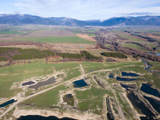 Amazing Aerial view of  Zhrebchevo Reservoir, Bulgaria