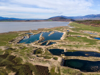 Amazing Aerial view of  Zhrebchevo Reservoir, Bulgaria