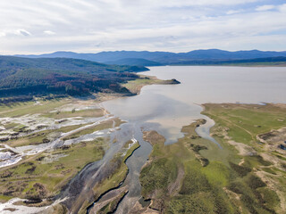Amazing Aerial view of  Zhrebchevo Reservoir, Bulgaria