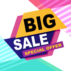 Big sale bright banner. Special offer. Vector illustration.