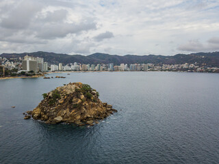 Aerial photography of acapulco beach during a storm