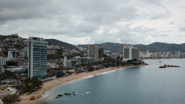 Aerial photography of acapulco beach during a storm