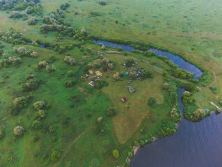 aerial view of green river