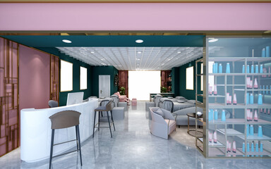3d render of woman beauty wellness center