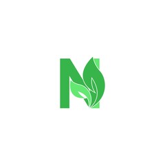 Letter N logo leaf icon design concept