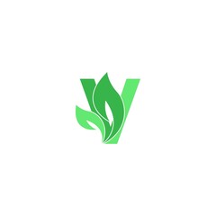 Letter V logo leaf icon design concept