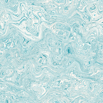 Aegean Teal Mottled Swirl Linen Nautical Texture Background. Summer Coastal Living Style Home Decor. Worn Turquoise Blue Water Effect Dyed Textile Seamless Pattern.
