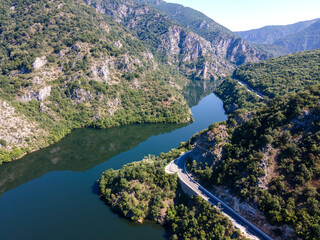 Aerial view of Krichim Reservoir, Rhodopes Mountain, Bulgaria