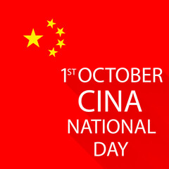 1st october national day of china with flag background, vector art illustration.