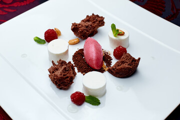 ice cream and chocolate cake
