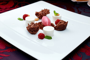 ice cream and chocolate cake