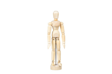 wooden mannequin isolated on a white background