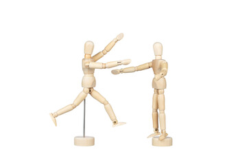 wooden mannequin isolated on a white background