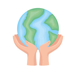 hands lifting planet