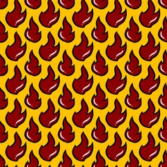 seamless pattern of red fire on yellow color background