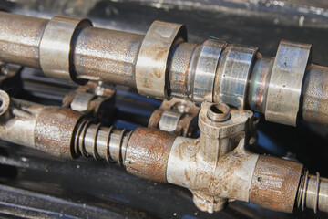 Overhead Camshaft and Rocker Arm and Spring of Car Engine