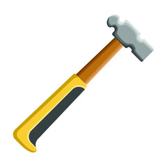 yellow ball pein hammer isolated on white