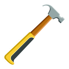 yellow claw hammer isolated on white