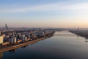 Pyongyang Cityscape with Taedong River
