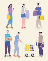 five persons shopping day