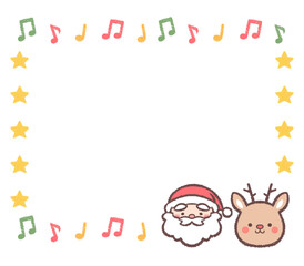 サンタクロースとトナカイと音符のフレーム
