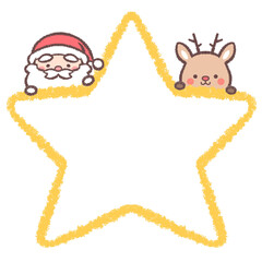 サンタクロースとトナカイと星のフレーム