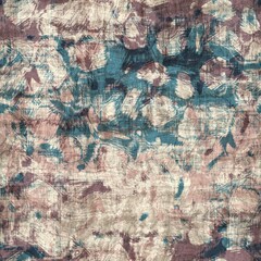 Seamless blue pink cream and navy surface pattern. High quality illustration. Overlaid and multiplied distressed and grungy worn abstract design for print. Detailed artistic repeat tile swatch.