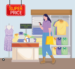 woman in clothing store