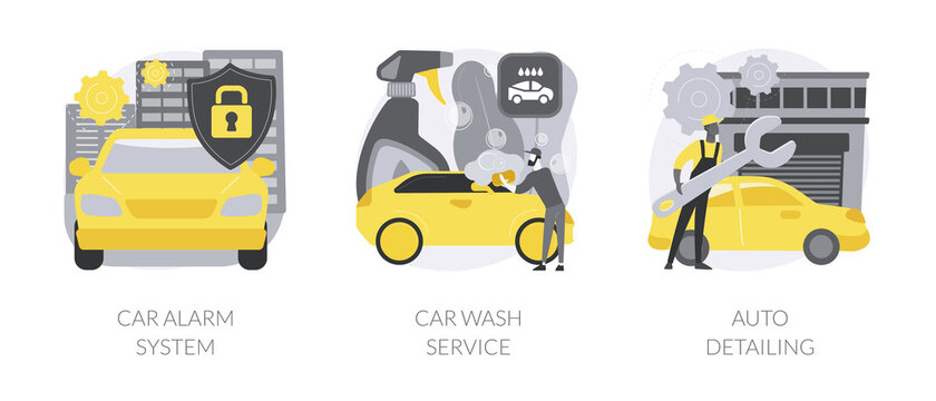 Automobile care service abstract concept vector illustrations.