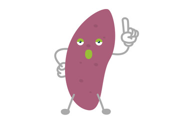 指差しするシンプルでかわいいサツマイモのキャラクターのベクターイラスト