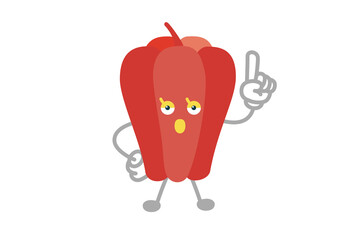 指差しするシンプルでかわいいパプリカのキャラクターのベクターイラスト