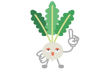 指差しするシンプルでかわいい蕪のキャラクターのベクターイラスト