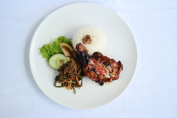 Grill chicken with special traditional Balinese Raw Spices Sambel Matah