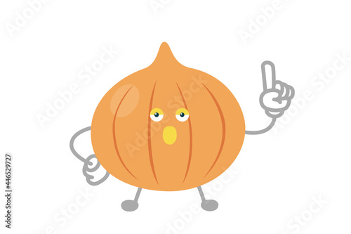 指差しするシンプルでかわいい玉ねぎのキャラクターのベクターイラスト Alimentation Wall Mural Alimentati Studio Uguisu